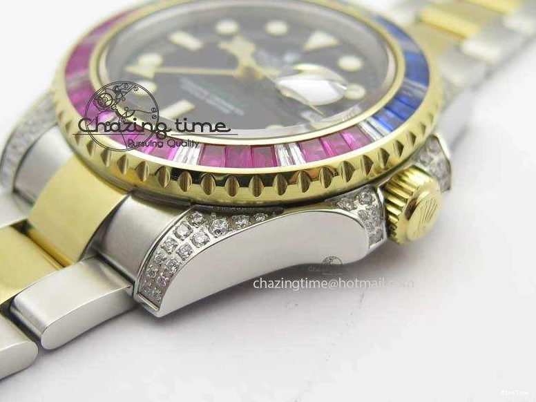 MiroTime 0511 GMT-Master II 116759 SS YG Bp-Maker Blue Red Ruby Crystal Black Dial On SS YG Bracelet A SmoothTexture 3771